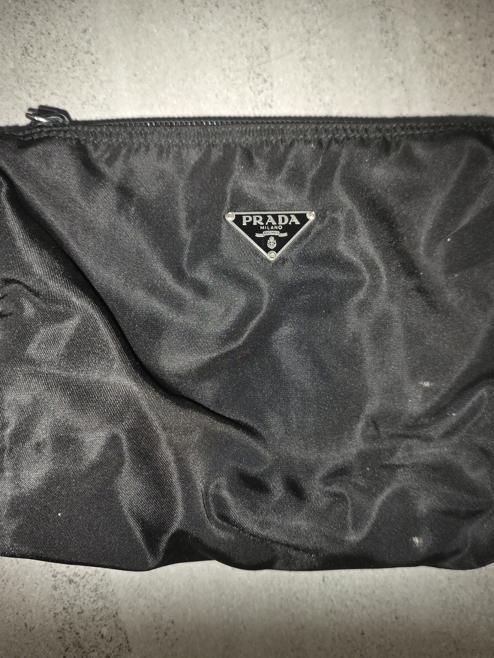 Prada Black Nylon Triangle Logo Toiletry Pouch